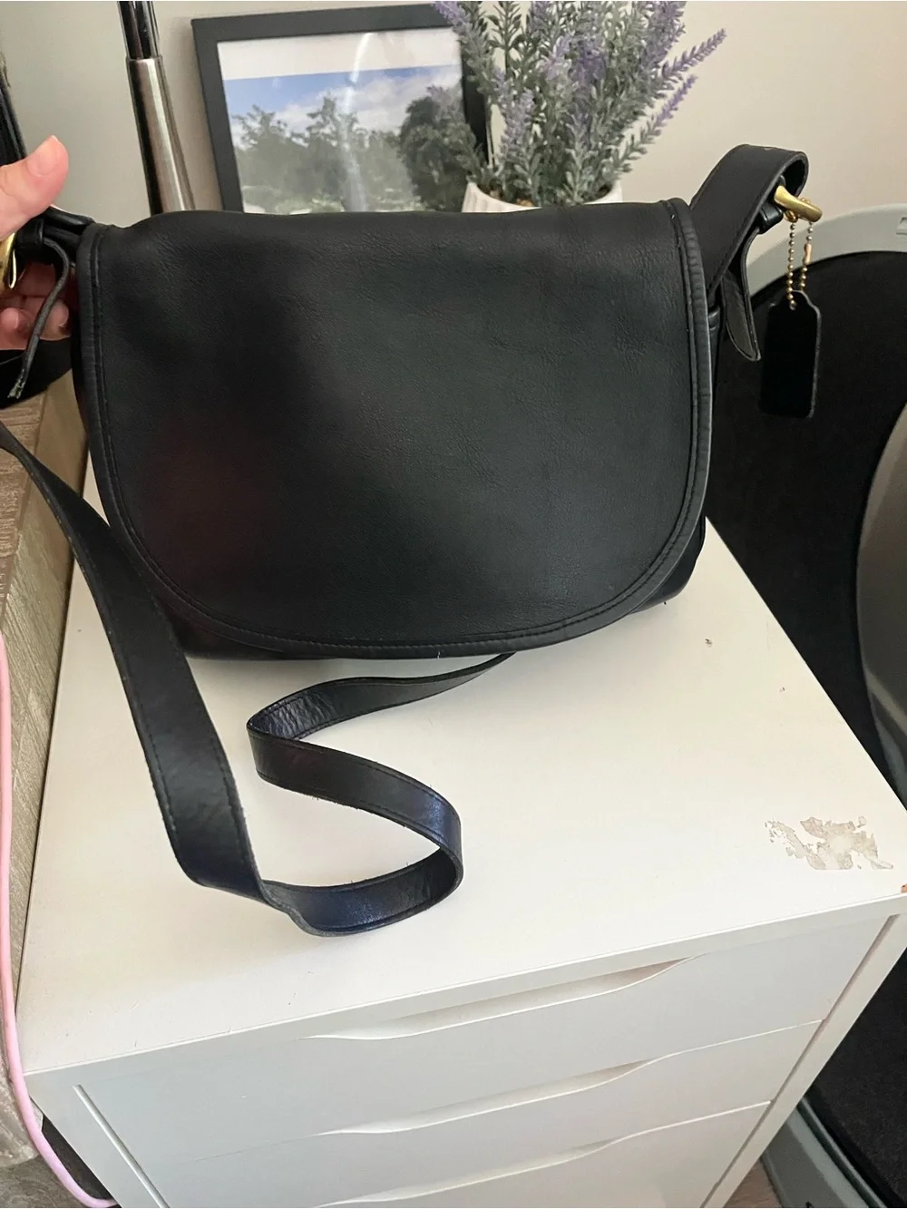 Classic Vintage COACH Black Leather Saddle Bag - Picture 4 of 4
